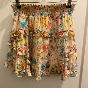 Urban Outfitters Jessa Chiffon Smocked Ruffle Mini Skirt
